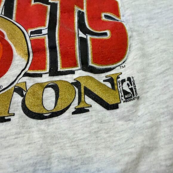 Vtg 1995 Houston Rockets NBA Finals Champions T-Shirt Blue Wave XL Back to Back - Picture 9 of 13